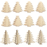 COCHIE DIY 3D Christmas Tree Wood Crafts to Paint for Kids Adults, Paintable Unfinished Wooden Slices for Craft, Xmas Trees Cutouts Ornaments for Painting Decorations (24 PCS) COCHIE