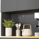 DIYART Black Kitchen Pantry Cabinet, 71" Tall Kitchen Storage Cabinet with Power Outlet, Freestanding Kitchen Hutch with countertop DIYART