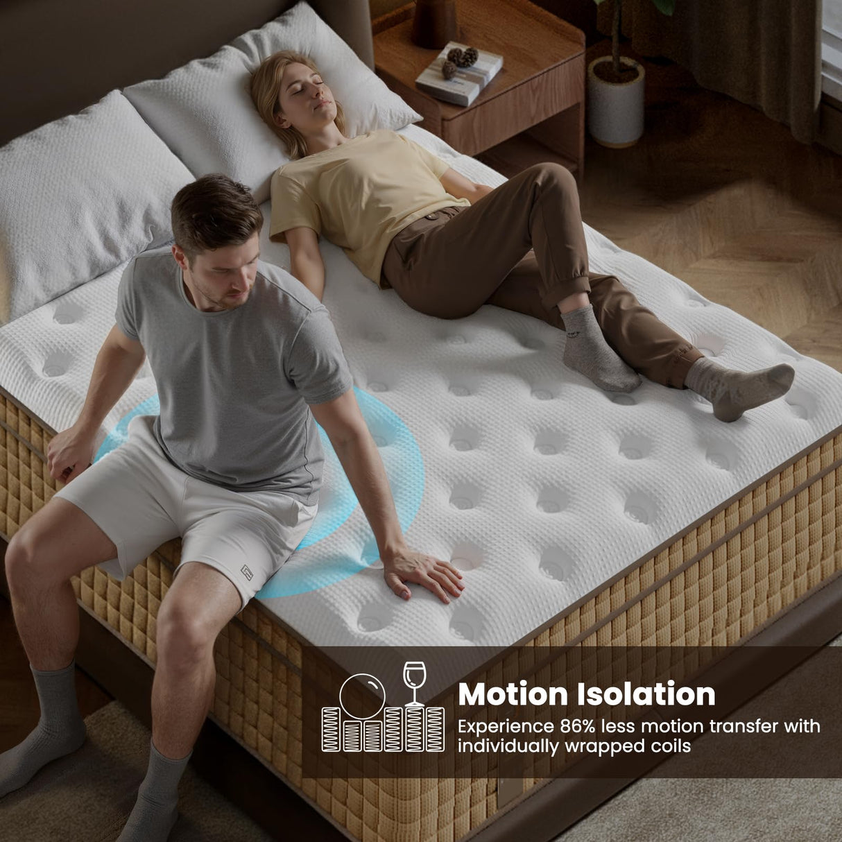 BedStory Extra Firm King Mattress 14 Inch, Hotel Collection Hybrid Mattresses with Extra Lumbar & Shoulder Support Pain Relief,Fiberglass-Free 365-Night Trial BedStory