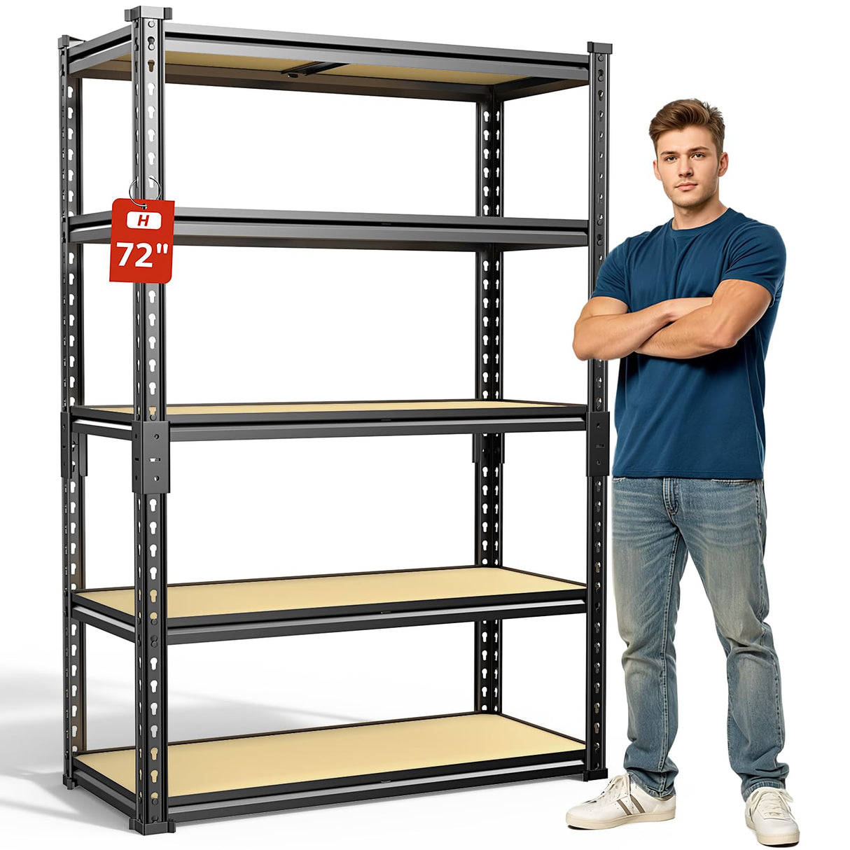 TigerParty 2020LBS Garage Shelving Units, 5-Tier Storage Shelves Heavy Duty, Adjustable Metal Shelving Rack for Kitchen, Closet, Warehouse, Pantry, 72" H x 35.55" W x 16" D TigerParty