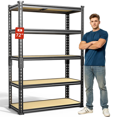 TigerParty 2020LBS Garage Shelving Units, 5-Tier Storage Shelves Heavy Duty, Adjustable Metal Shelving Rack for Kitchen, Closet, Warehouse, Pantry, 72" H x 35.55" W x 16" D