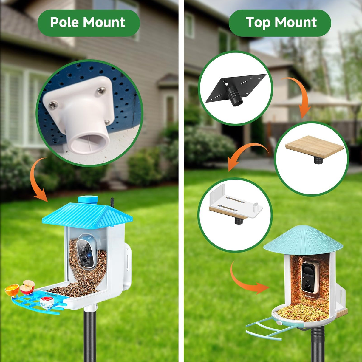 Proerr 79In Smart Bird Feeder Pole Mount Kit,Adjustable Bird House Pole for Outdoors Heavy Duty, Metal Birdhouse Stand for Outside Multiple Mounting Option(Black Finish) PROERR