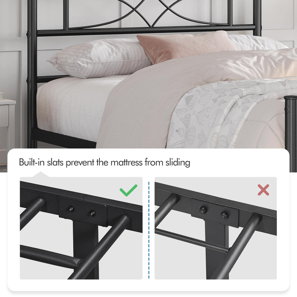 Yaheetech Twin Size Bed Frame Metal Platform Bed with Curved Design Headboard Footboard/No Box Spring Needed/Mattress Foundation/Heavy-Duty Support/Easy Assembly/Black Yaheetech