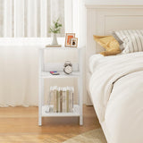 TUTOTAK Record Player Stand with Storage Up to 100 Albums,Record Storage Table,3 Tier End Table,Side Table for Living Room, Bedroom, White TB01BW075 TUTOTAK