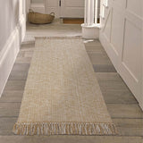 Collive Hallway Runner Rug, 2' x 5' Soft Washable Tan Contemporary Modern Laundry Room Indoor Hand-Woven Cotton Carpet for Bedroom Entryway Front Door Farmhouse Kitchen Collive