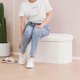 B FSOBEIIALEO Ottoman with Storage for Living Room, Sherpa Folding Storage Ottoman Foot Rest, 30 Inches Collapsible Bedroom Bench White B FSOBEIIALEO