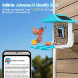 2.5K Smart Bird Feeder with Camera, Birds Watching Camera with AI Identify Bird Species, Outdoor Birds Feeder House with Solar Panel for Bird Lovers (Blue) Tutoview