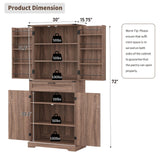FUSOU 72'' Kitchen Storage Pantry Cabinet, Tall Storage Cabinet with 8 Door Shelves, 2 Cabinets and 1 Drawer, Freestanding Cupboard for Kitchen, Dining Room, Bathroom, Laundry, Living Room, Espresso FUSOU