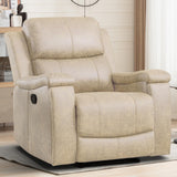 EBELLO Recliner Chair, Single Overstuffed Sofa Recliner, Breathable Faux Leather Manual Reclining Chairs with Hidden Cup Holder, Arm and Back for Adults, Living Room, Bedroom, Beige EBELLO