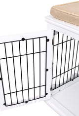 BIRDROCK HOME Decorative Dog Kennel with Pet Bed - Small Indoor Pet Crate, Double Door Design, Engineered Wood & Metal Wire, Furniture-Style House for Small Dogs, Side Table or Nightstand, White BIRDROCK HOME