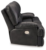 Signature Design by Ashley Mountainous Modern Leather Match Wall Hugger Power Reclining Sofa with Adjustable Headrest and USB Ports, Black Signature Design by Ashley