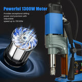 Magnetic Drill Press, 1300W, 700 PRM Portable Mag Drill Press with Twist Drill Chuck, 4Pcs Drill Bits, 1.6" Boring Diameter, 2922lbf Power, for Metal Working Industrial Home Improvement CuisinSmart