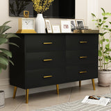 HUANLEGO Black Dresser for Bedroom with LED Lights, Modern 6 Dressers & Chests of Drawers Dresser Wood Dressers Bedroom Furniture 6 Drawers Dresser Storage Organizer for Bedroom Living Room HUANLEGO