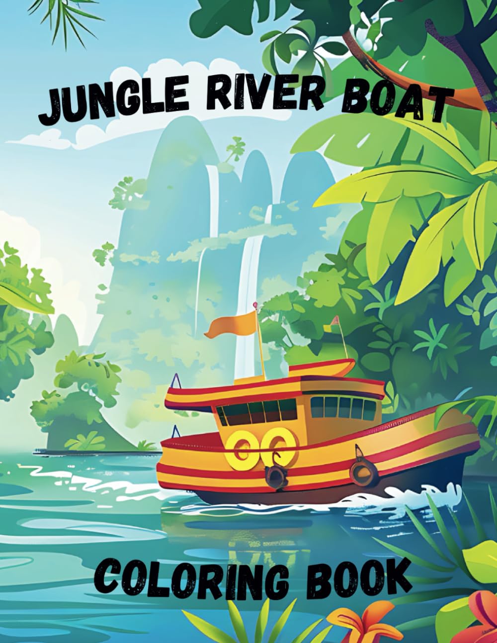Jungle River Boat Coloring Book: Coloring book with jungle animals and other fun jungle scenes for age 6 and up WoodArtSupply