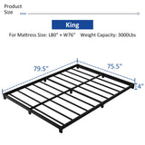 YUSENHEEI 4 Inch King Size Bed Frame, Heavy Duty Metal Platform Low King Bed Frame, No Box Spring Needed, Noise Free, Easy Assembly, Black YUSENHEEI