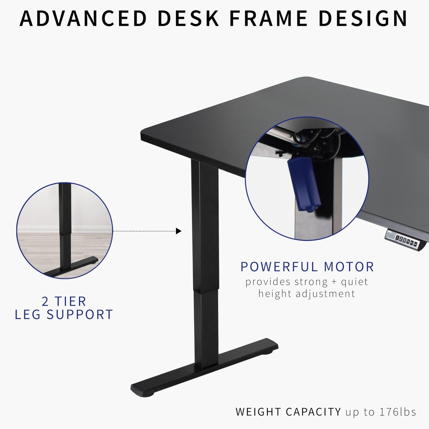 VIVO Electric Height Adjustable 48 x 30 inch Memory Stand Up Desk, Black Solid One-Piece Table Top, Black Frame, Standing Workstation with Preset Controller, 1B Series, DESK-KIT-1B5B - WoodArtSupply