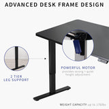 VIVO Electric Height Adjustable 48 x 30 inch Memory Stand Up Desk, Black Solid One-Piece Table Top, Black Frame, Standing Workstation with Preset Controller, 1B Series, DESK-KIT-1B5B VIVO