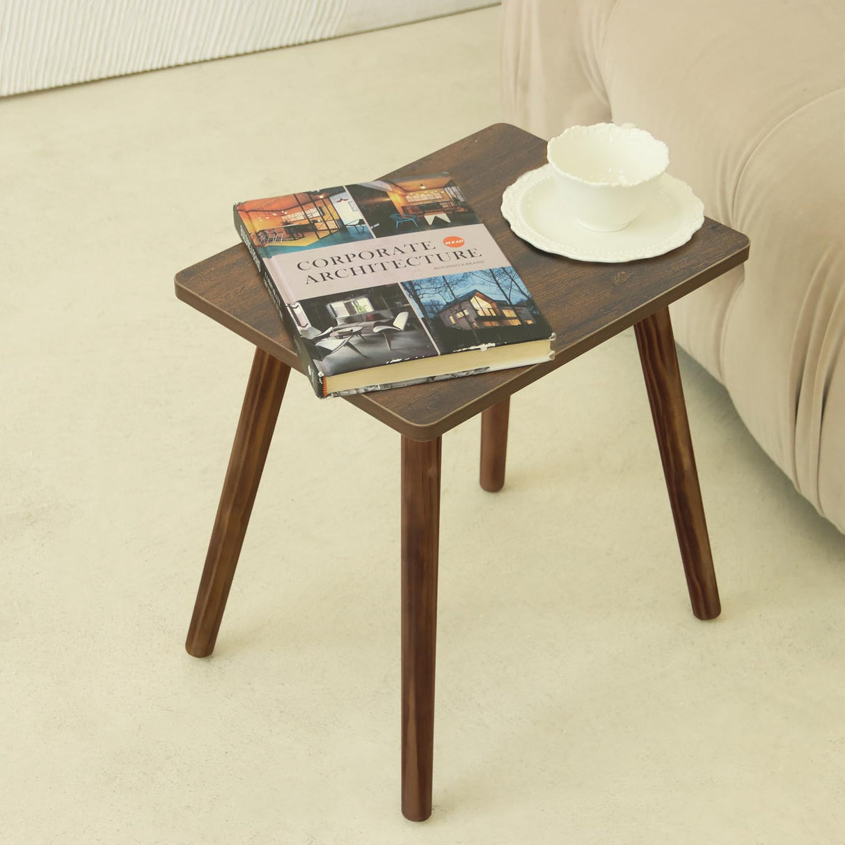 AWASEN Side Table, Small Wood End Table Living Room, Mini Bed Side Table Modern Accent Nightstand with Solid Wood for Bedroom Office Small Spaces, Rustic Brown AWASEN