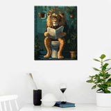 Funny Bathroom Paint by Numbers for Adults Lion in Toilet DIY Oil Painting Gift Kits Tropical Jungle Lion Paint by Number Kits Canvas Farmhouse Arts Craft Modern Home Decor16x20In no Frame Tucocoo