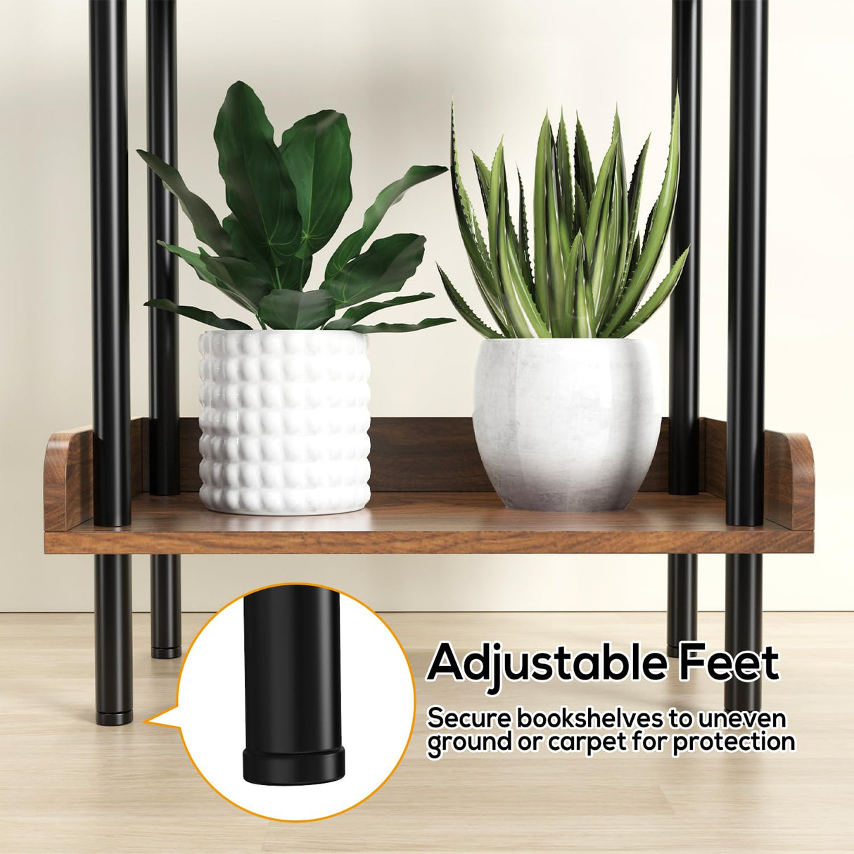 Daiumulti Bookshelf, 3 Tier Bookcase, Industrial Small Book Shelf, Rustic Brown Bookshelf, Metal Display Shelf Storage Organizer for Living Room, Bedroom& Home Office Daiumulti