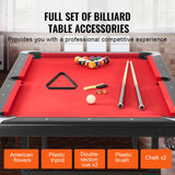 VEVOR Billiards Table, 7 ft Pool Table, Portable Foldable Space-Saving Table, Billiard Table Set Includes Balls, Cues, Chalks and Brush, Black with Red Cloth, Perfect for Family Game Room Kids Adults VEVOR