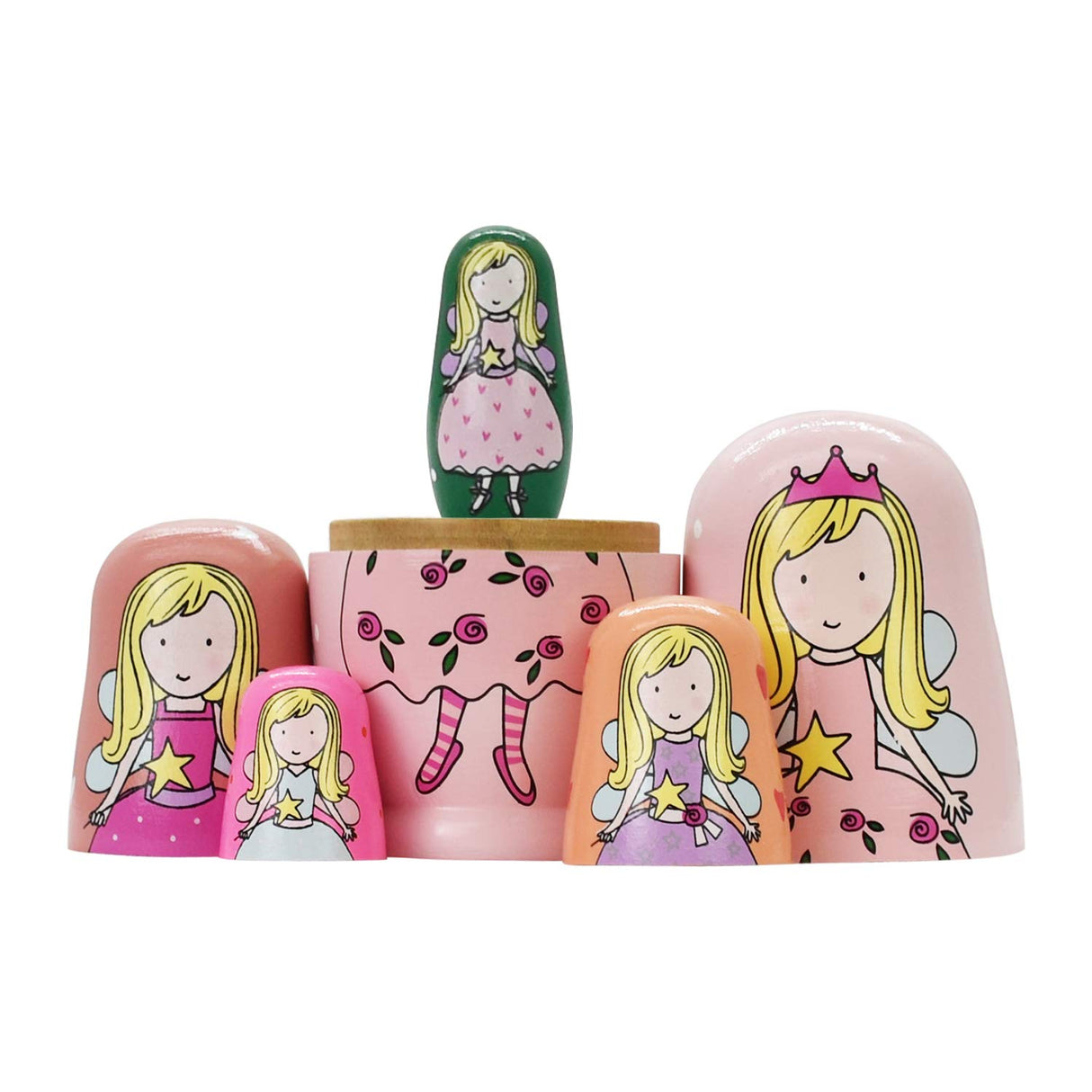 HYCLES Nesting Dolls Russian Matryoshka Wood Stacking Nested Set for Kids Handmade Toys for Children Kids Christmas Birthday Decoration Halloween Wishing Gift HYCLES