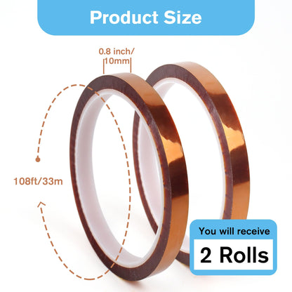 A-SUB Heat Resistant Tape for Sublimation,No Residue 2 Rolls 10mmX33m 108FT,Heat Transfer High Temperature Tape for Heat Press