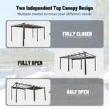 Domi Outdoor Retractable Pergola 11' x 20',Heavy-Duty Aluminum Shelter with Double Sun Shade Pavilion Extra Large Canopy for Gardens Backyard and Decks,Dark Grey domi outdoor living