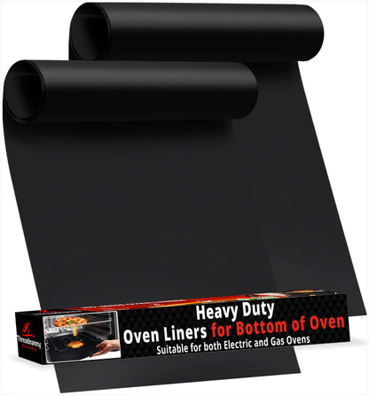 2 Pack Large Thick Heavy Duty Non Stick Teflon Oven Liners Mat, 17"x 25" BPA and PFOA Free, for Bottom of Electric Oven Gas Stove and Microwave Charcoal or Gas Grills