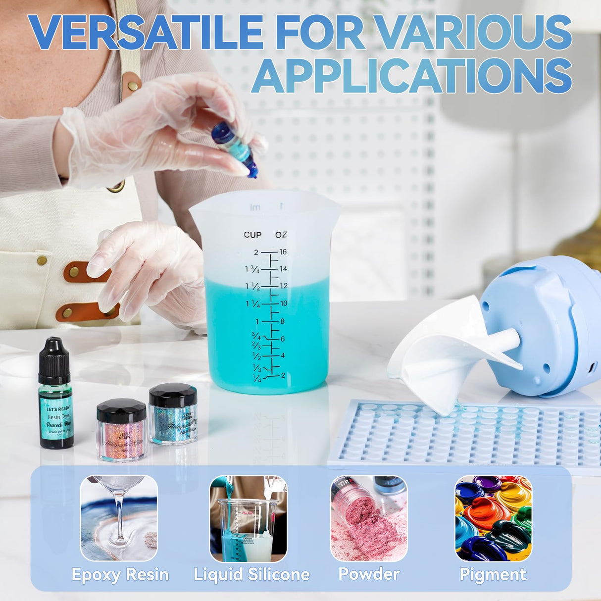 LET’S RESIN Upgraded Mini Auto Resin Mixer, Hands-Free Easy Clean Epoxy Mixer with 16fl.oz Silicone Mixing Cup, Stepless Speed Continuous Electric Epoxy Resin Mixer for Epoxy Resin, Molds, Soap Making LET'S RESIN