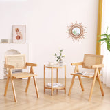 Furlide Rattan Dining Chairs Set of 2, Modern Mid Century Accent Chairs, Comfy Armchairs, Outdoor Rattan Chairs with Armrest for Bedroom Living Room Reading Room Dining Kitchen Furlide