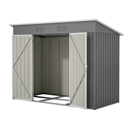 Thanaddo 4'x8' Metal Shed Outdoor Storage Shed,Metal Steel Utility Tool Shed Storage House with Double Lockable Doors and Air Vent for Backyard Garden Patio Lawn Gray Thanaddo