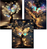 WUDWL Diamond Painting Kits for Adults - 3 Pack Butterfly Tree 5D Diamond Art Kits Full Drill Diamond Dots Paintings with Diamonds Gem Art and Crafts Home Decor 12x16inch ﻿ WUDWL