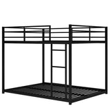 Bellemave Metal Bunk Bed Full Over Full, Low Profile Bunk Bed Frame with Ladder & Full Length Guardrail, Space-Saving Twin Size Bed Frame for Kids Teens, No Box Spring Needed (Black) Bellemave