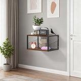 Alytree Floating Nightstand, Wood Floating Bedside Table with Cable Hole, Wall Mounted Nightstand for Bedroom, Living Room, Bathroom, Kitchen (Rustic Brown) Alytree