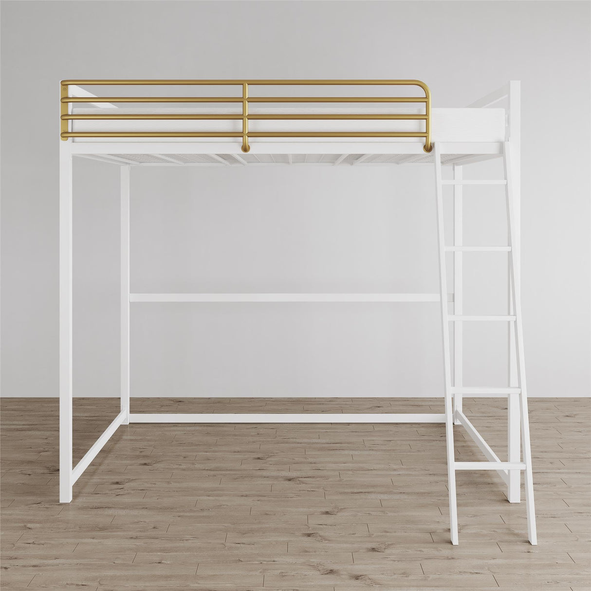 Little Seeds Haven Full Loft Bed, White/Gold Little Seeds