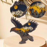 Drawelry 3D Wood Carving Animals Lamp Home Decorative, Cute Bear Family Elephant Presents Ideas Christmas Living Room Office Decor Warm LED Night Lights Gift for Friend Daughter Son Mom Dad (Eagle) Drawelry