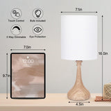 Dimmable Small Table Lamp, Bedside Lamps Touch Control for Bedrooms Nightstand with Wood Grain Base, Desk Lamp Night Light for Office Living Room, 9W 3000K LED Bulb Included Boncoo