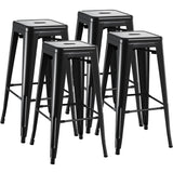 Furmax 30 Inches Metal Bar Stools Bar Height High Backless Stools Indoor Outdoor Stackable Kitchen Stools Set of 4 (Dark Black) Furmax
