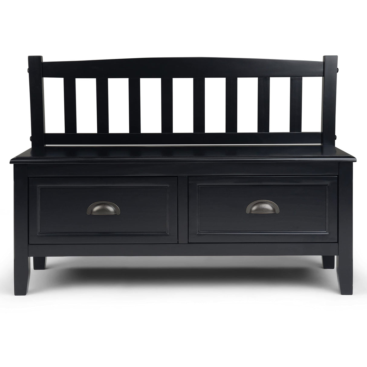 SIMPLIHOME Burlington SOLID WOOD 42 Inch Wide Entryway Storage Bench with 2 Drawers, Multifunctional Transitional in Black SIMPLIHOME
