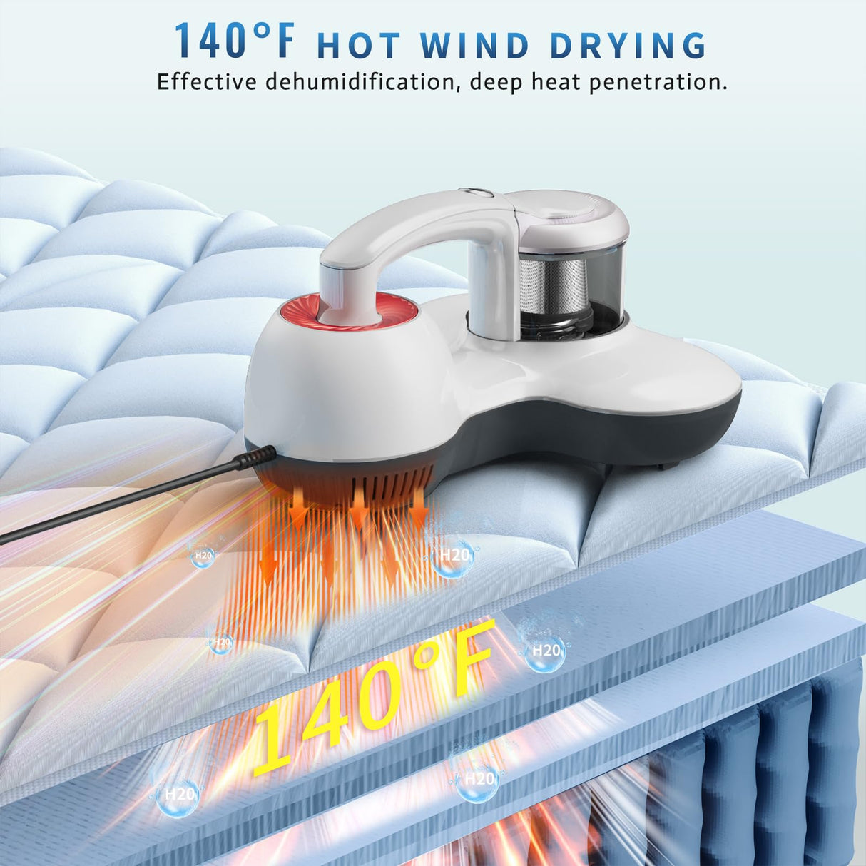 Mattress Vacuum Cleaner, Handheld UV Bed Vacuum Cleaner 16KPa & 12800 Vibrations Per/Min Upgraded Effectively Clean Up Bed, Pillows, Cloth Sofas, Carpets and Ther Fabric Surfaces Hersven