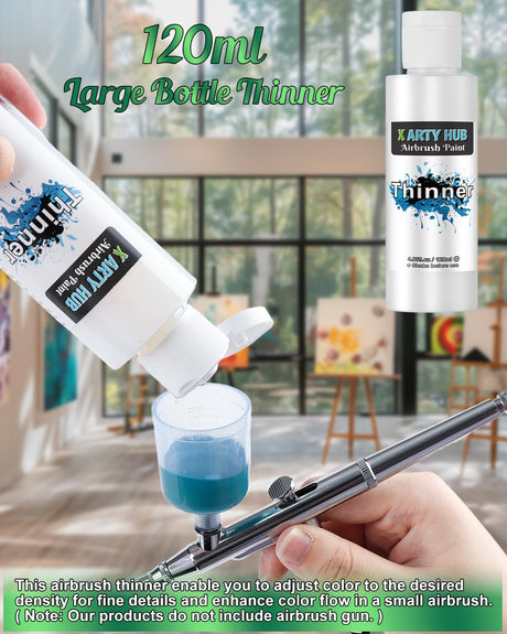X ARTY HUB Airbrush Paint - 42 Colors with 4.05 Fl Oz Thinner, Iridescent, Neon and Metallic Air Brush Paints Acrylic Ready to Spray, Water-Based Painting Set for Artists Beginners X ARTY HUB