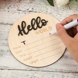 Baby Announcement Sign, 5.9 Inch Wooden Hello World Newborn Welcome Sign Birth Baby Name Plaques for Photo Props Baby Shower Hospital Nursery(Black) NQEUEPN