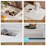 HedoAjim White LED Coffee Table with Storage for Living Room, Living Room Table Rectangular Center Table, Modern High Glossy Wooden Coffee Tables with 16 Colors LED Lights for Dining Reception Room HedoAjim