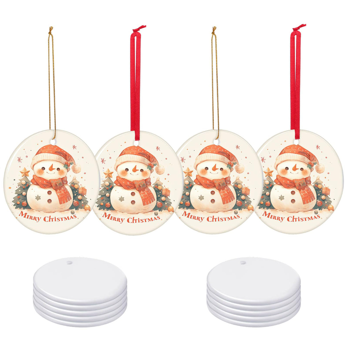 Sublimation Ceramic Ornaments Blank 3 Inch 30 PCS Christmas DIY Personalized Products Xmax Tree Decoration Aulsetch