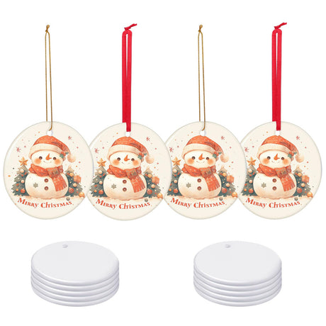 Sublimation Ceramic Ornaments Blank 3 Inch 30 PCS Christmas DIY Personalized Products Xmax Tree Decoration Aulsetch