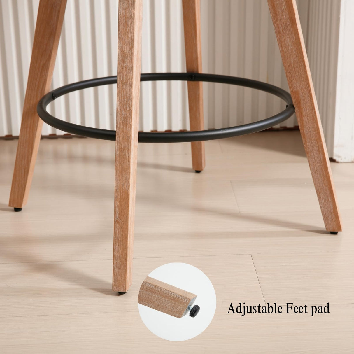 DUOMAY Swivel Bar Stools Set of 3-26" Counter Height Bar Stool with Footrest - Modern Wood Barstools with Linen Upholstered Seat - 360-Degree Swivel Stool for Kitchen Island Home Bar - White DUOMAY