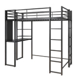 DHP Abode Space-Saving Twin Metal Loft Bed with Desk and Shelves - Black DHP