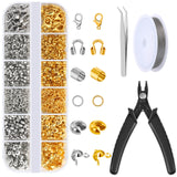 1200 Pcs Crimp Beads Kit for Jewelry Making, Acejoz Crimp Beads, Crimp Covers, Crimp Tubes and Wire Guardians, Lobster Clasps, Jump Rings, Crimping Pliers and Beading Wire for Jewelry Making Acejoz