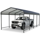 SUNBURY Carport 10 x 20 ft Heavy Duty Metal Carport Canopy with Galvanized Steel Roof, Outdoor Garage Car Shelter Shade for Car, Truck and Boats, Grey SUNBURY